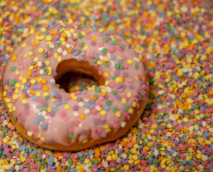 Maritime Coffee Time Pink Donut In Sprinkles